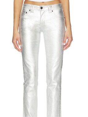 ALLSAINTS Jeans. Miller Foil Jeans in Silver. ALLSAINTS Metallic Silver Denim.